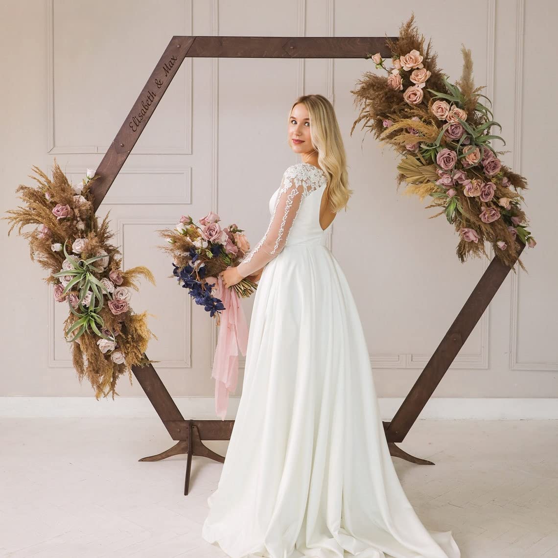 Wooden Wedding Arch 5.9FT, 6.5 FT, 7.2 FT Wood Arch for Wedding Ceremony, Wedding Arbor Backdrop Stand for Garden Wedding, Parties, Indoor, Outdoor, Wooden Wedding Arch Rustic Farmhouse Theme