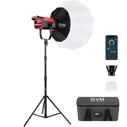 GVM 200W LED Video Light with Lantern Softbox, SD200B Continuous Lighting Kit with Bluetooth Mesh Network/DMX Control, 2700K-6800K Studio Light Photography Lighting Kit, 45400lux/1m, 12 Scene Effects