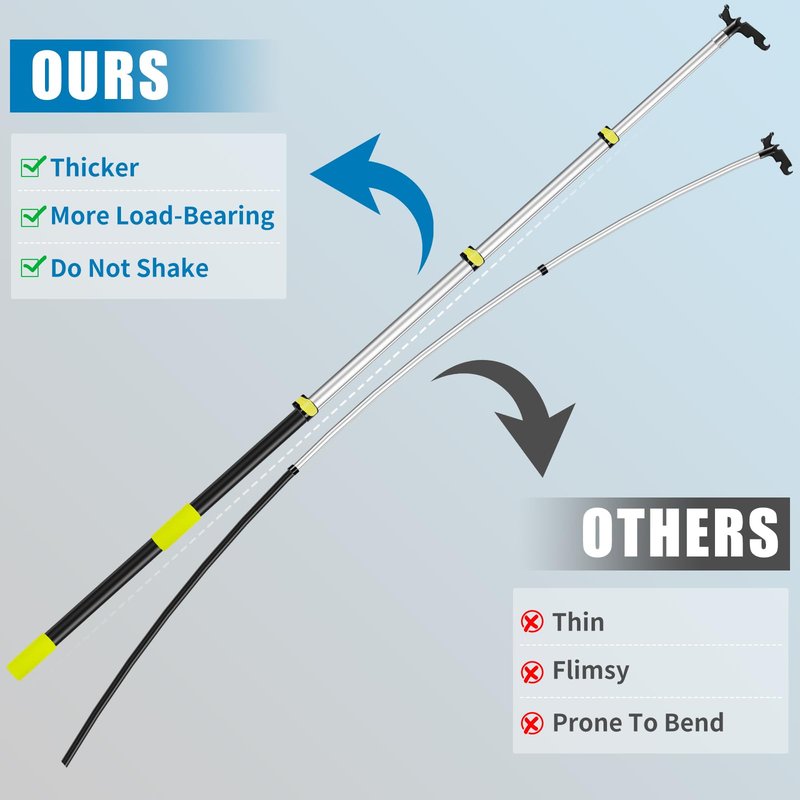 UQM 12 Ft Telescopic Extension Pole with Utility Hook, Telescoping Pole for Hanging Christmas Lights String Lights Birdfeeder, Heavy-Duty Christmas Light Pole Hanger Tool Tree Without Ladder