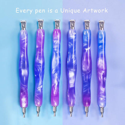 Praise V Do Diamond Painting Art Drill Bead Dot Pick Pen Kit with Screw Stainless Steel Metal Tips Nibs Placers Roller Tool Accessories Ergonomic Stylus for 5D Diamond Paint Nail Art Purple Blue
