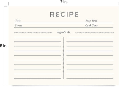Jot & Mark Recipe Cards 5x7 Inches, Blank Double-Sided, 50 Count (Modern Minimal)