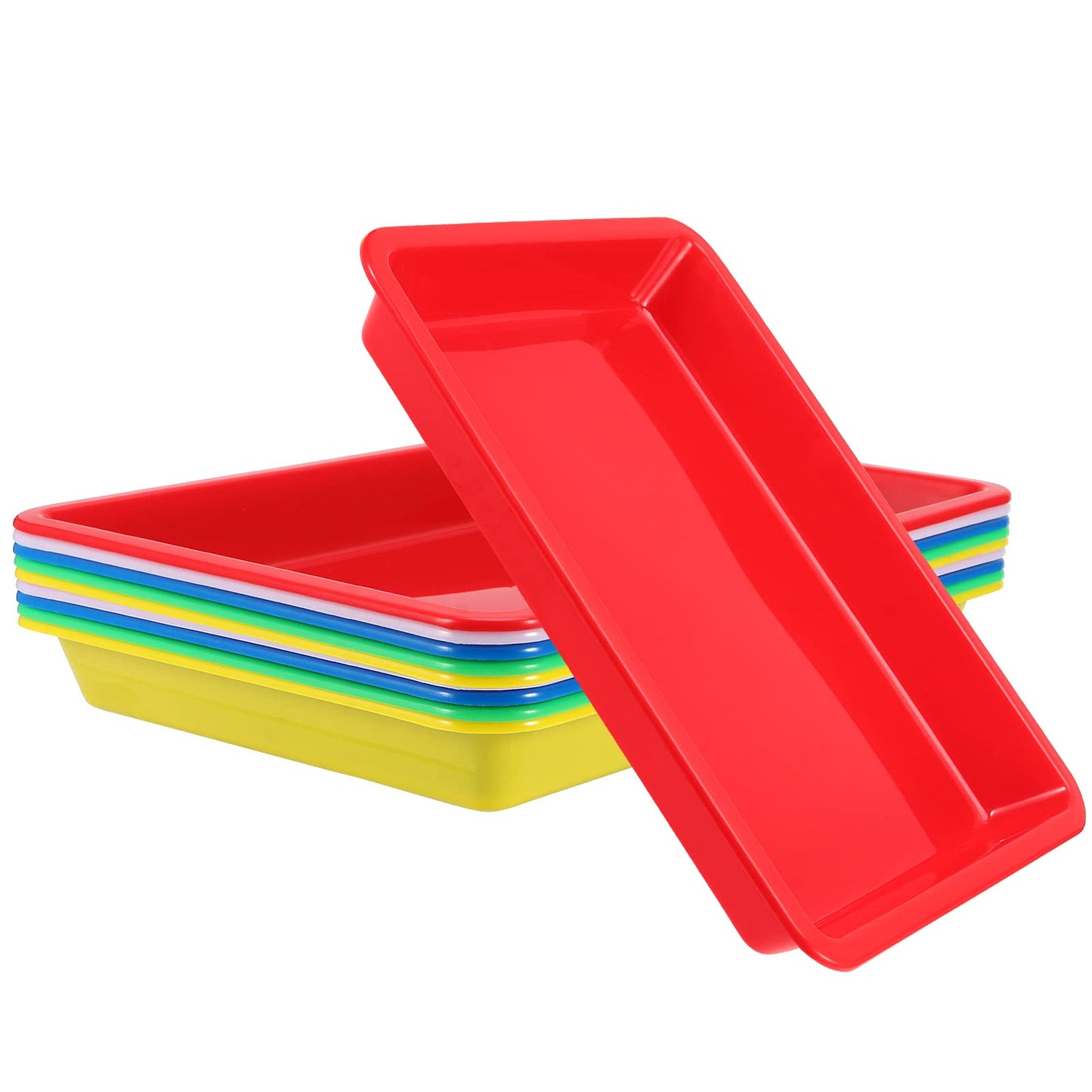ZEONHEI 10 Pack Plastic Art Trays, Multicolor Activity Plastic Trays, Stackable Art and Crafts Organizer Tray for Beads, Painting, DIY Projects, 10.8 x 8.3 x 1.2 Inch