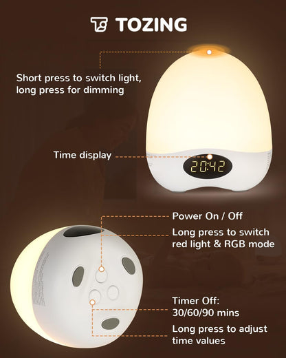 Skiennix Egg Night Light - Portable Rechargeable Baby Lamp with Touch Control & RGB Color Changing, Dimmable Design