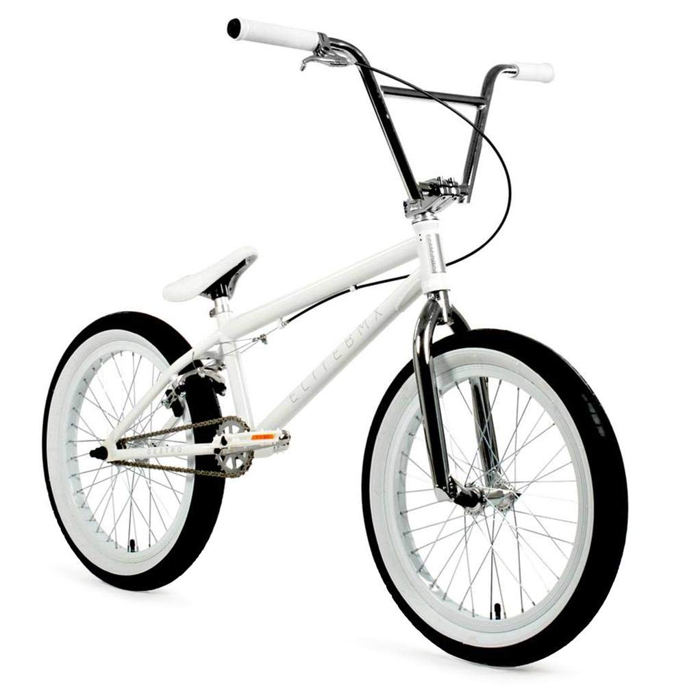 Elite BMX Bicycle 18", 20" & 26" Model Freestyle Bike - 3 Piece Crank (White, 20")