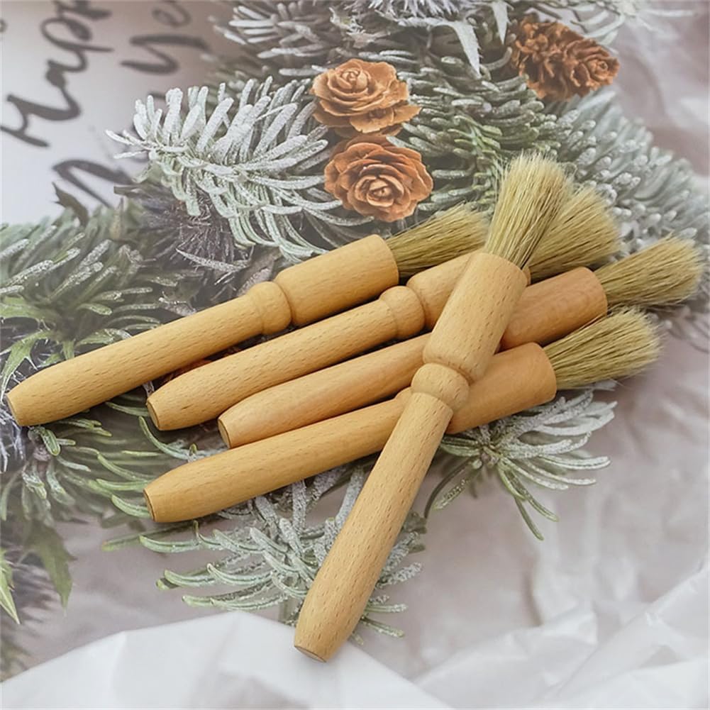 Coffee Grinder Cleaning Brush 2Pcs, Wood Handle & Natural Bristles, Espresso Brush Accessories for Home Kitchen