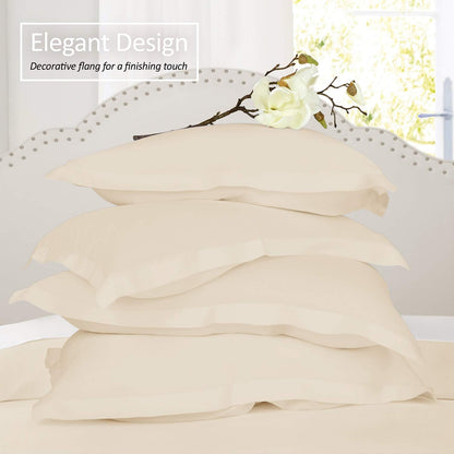 Nestl Cream Soft Pillow Shams Set of 2 - Double Brushed Microfiber Pillow Covers with 1.5” Decorative Flange, Standard