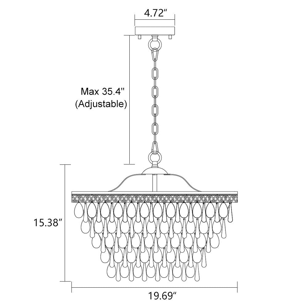 Wellmet Crystal Chandelier, 6-Light 5 Tiers Farmhouse Bronze Ceiling Lighting Fixture, Modern Foyer Dining Room Chandeliers for Bedroom, Hallway, Bar, Kitchen, W20-inch