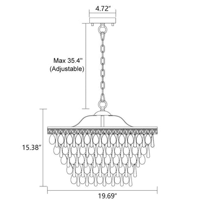 Wellmet Crystal Chandelier, 6-Light 5 Tiers Farmhouse Bronze Ceiling Lighting Fixture, Modern Foyer Dining Room Chandeliers for Bedroom, Hallway, Bar, Kitchen, W20-inch