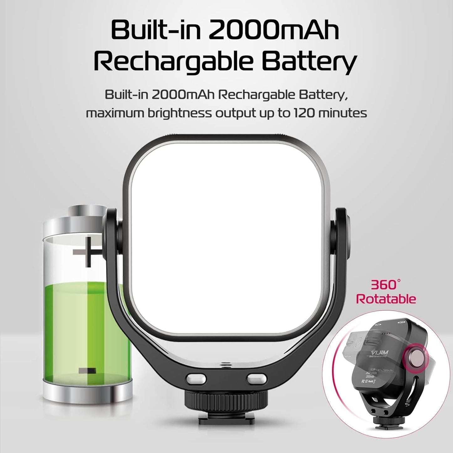 Ulanzi VL100X Selfie Light, Clip LED Light Panel for Phone/Laptop/Tablet/Computer, Bi-Color Portable Clip Camera Light with Dimmable 2500-6500K with 2000mAh Battery for Video Conference/Picture