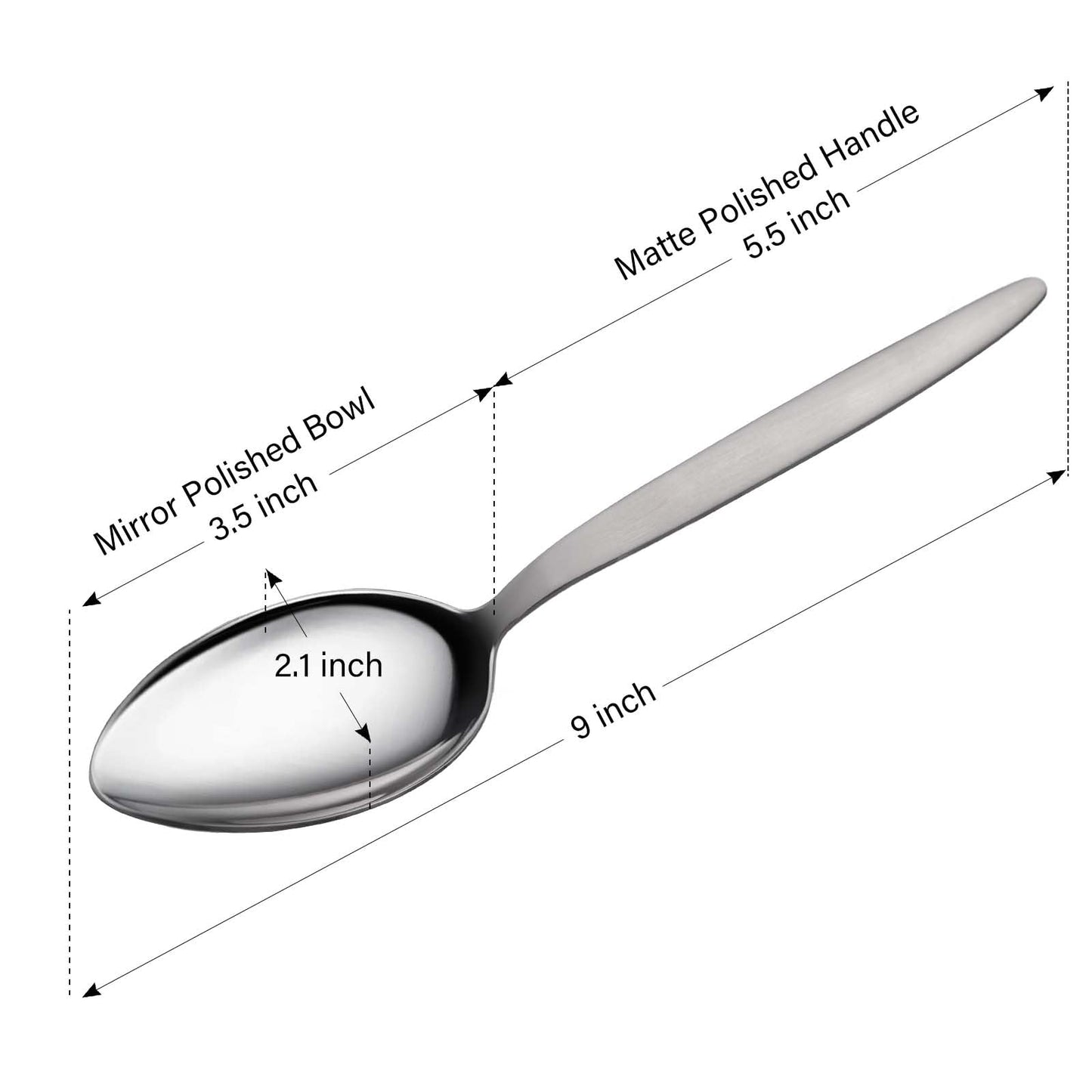 CURISEW 2-Pack Chef Kunz Spoon | Silver Stainless Steel 2 Tbsp Basting Spoon, 9 Inch Solid Sauce Spoons, Big Serving Spoons Stainless Steel, Plating & Quenelle & Cooking