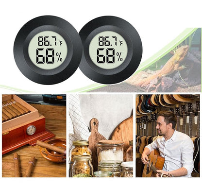 Meggsi 2 Pack Mini Digital Hygrometer Gauge Indoor Thermometer, LCD Monitor Temperature Outdoor Humidity Meter for Greenhouse Jars Incubators Guitar Case, Fahrenheit (℉) or Celsius(℃)