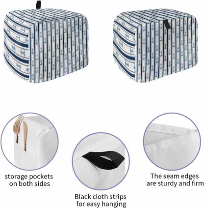 Nautical Anchor 2 Slice Toaster Cover - Small Appliance Dustproof Cover with Black White Geometric Stripes