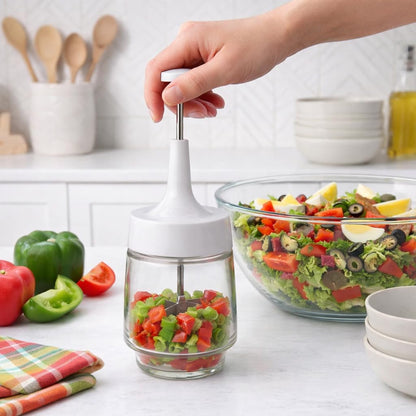 HIC Kitchen Old Fashioned Onion Chopper, Glass, 18/8 Stainless Steel Plane-Edge Blades For Onions, Eggs, Product, Nuts