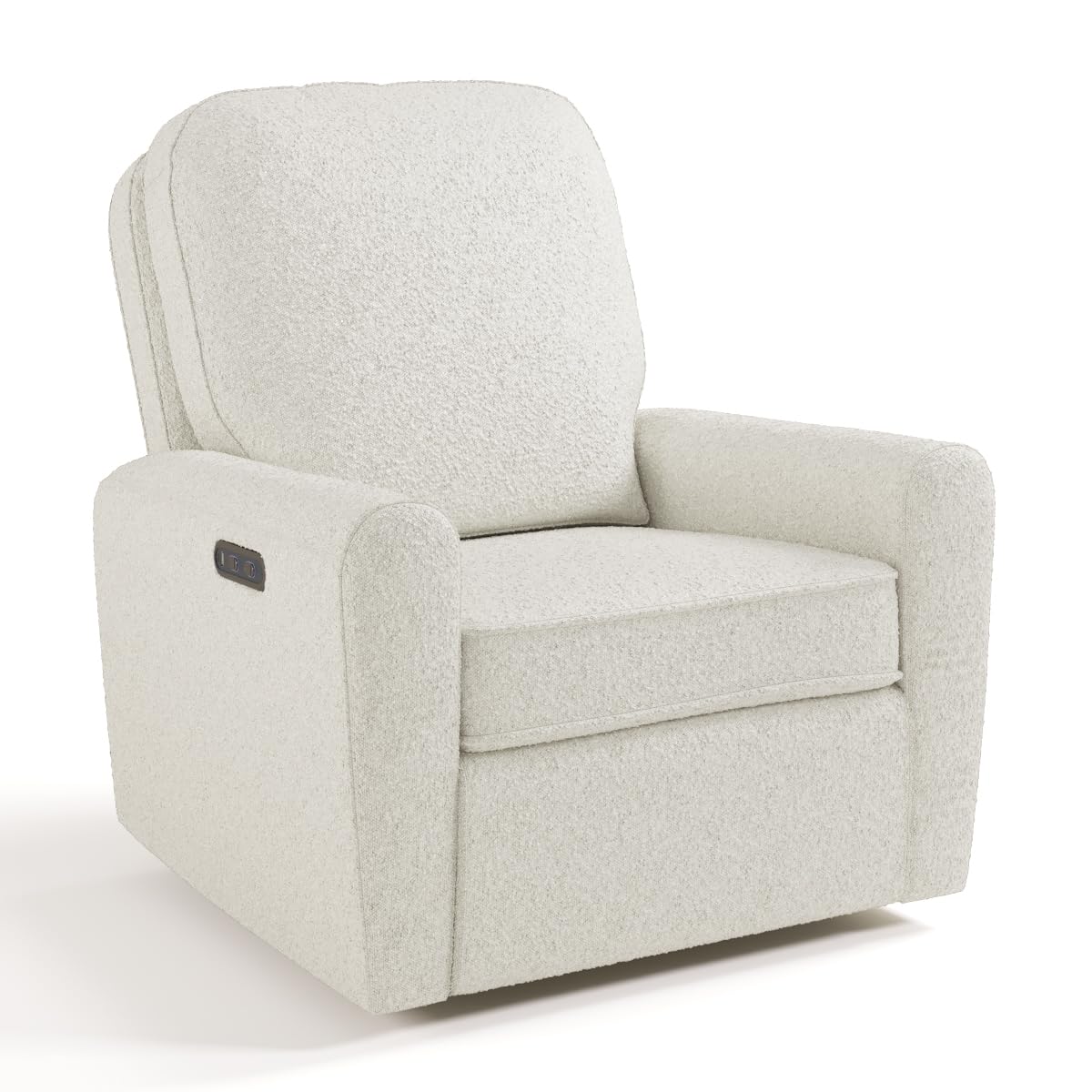 Storkcraft Amalfi Deluxe Power Recliner Swivel Glider – Premium Electronic Nursery Rocking Chair, Oeko-TEX 100 Certified, Includes Dual-USB Charging Port with USB-A & USB-C (Ivory Boucle)
