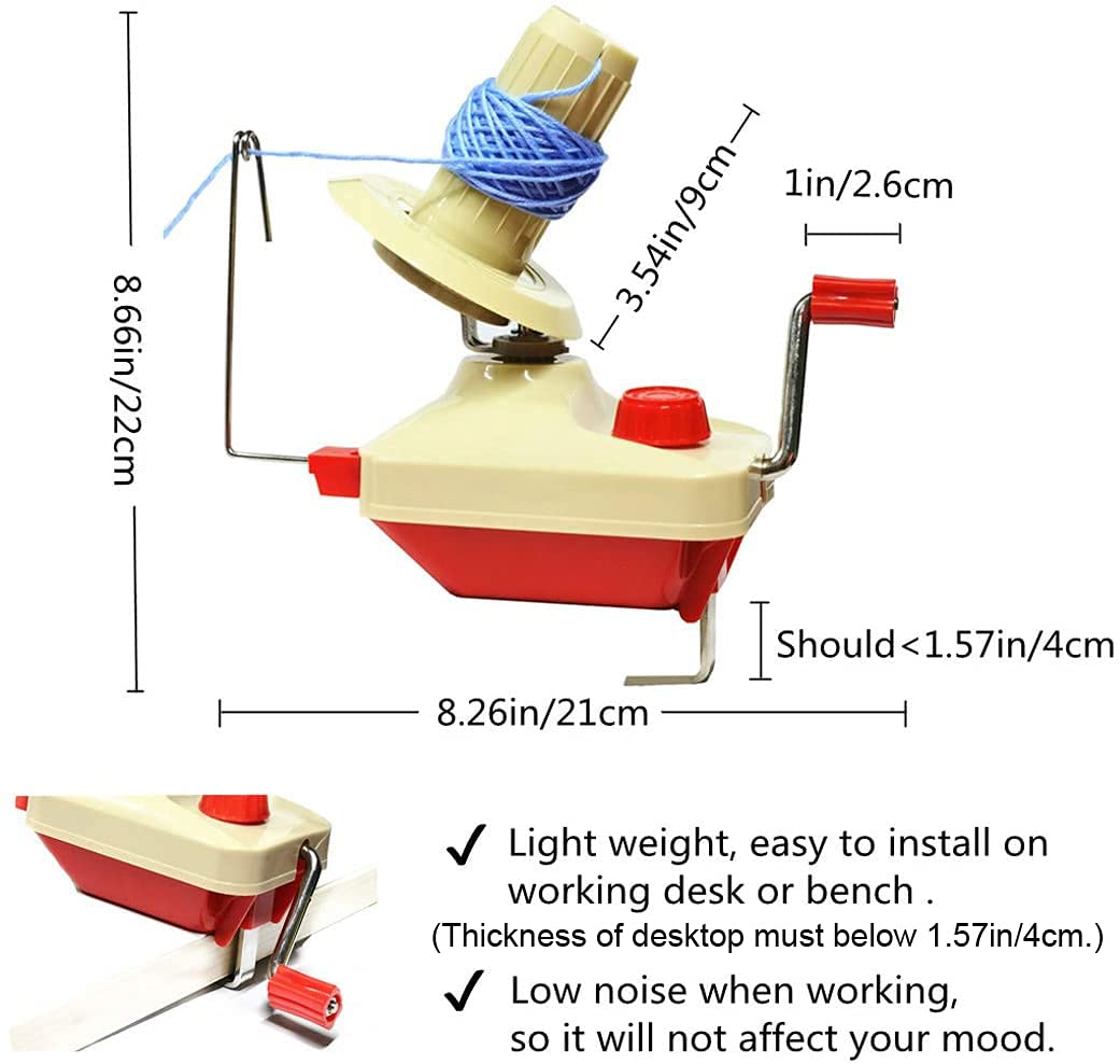 Yarn Winder by RRigo - Easy to Set Up and Use - Hand Operated Yarn Ball Winder 3.5 Ounce Capacity + 10 PCS Stitch Knitting Needles + 10 PCS Plastic Needles + 1PCS Scissors