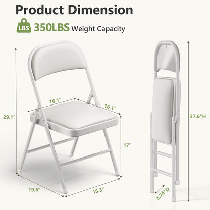 MAKE CHANGES 16 Pack Folding Chairs, PU Leather Folding Dining Chairs with Padded Cushion Seat & Back, Indoor Outdoor Folding Chair Set for Home Office, Parties, Events, Wedding, Extra Guest Seating