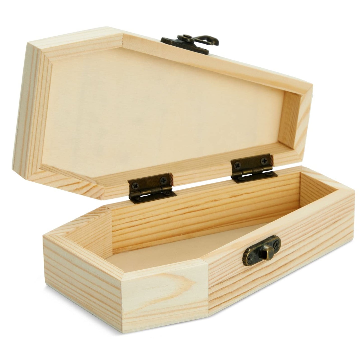 Bright Creations 6 Pack Unfinished Wood Coffin Box with Hinged Lids - Coffin Decor Mini Wooden Boxes for Crafts, Halloween Party Favors, and Decorations (6.1 x 3.5 x 1.8 in)