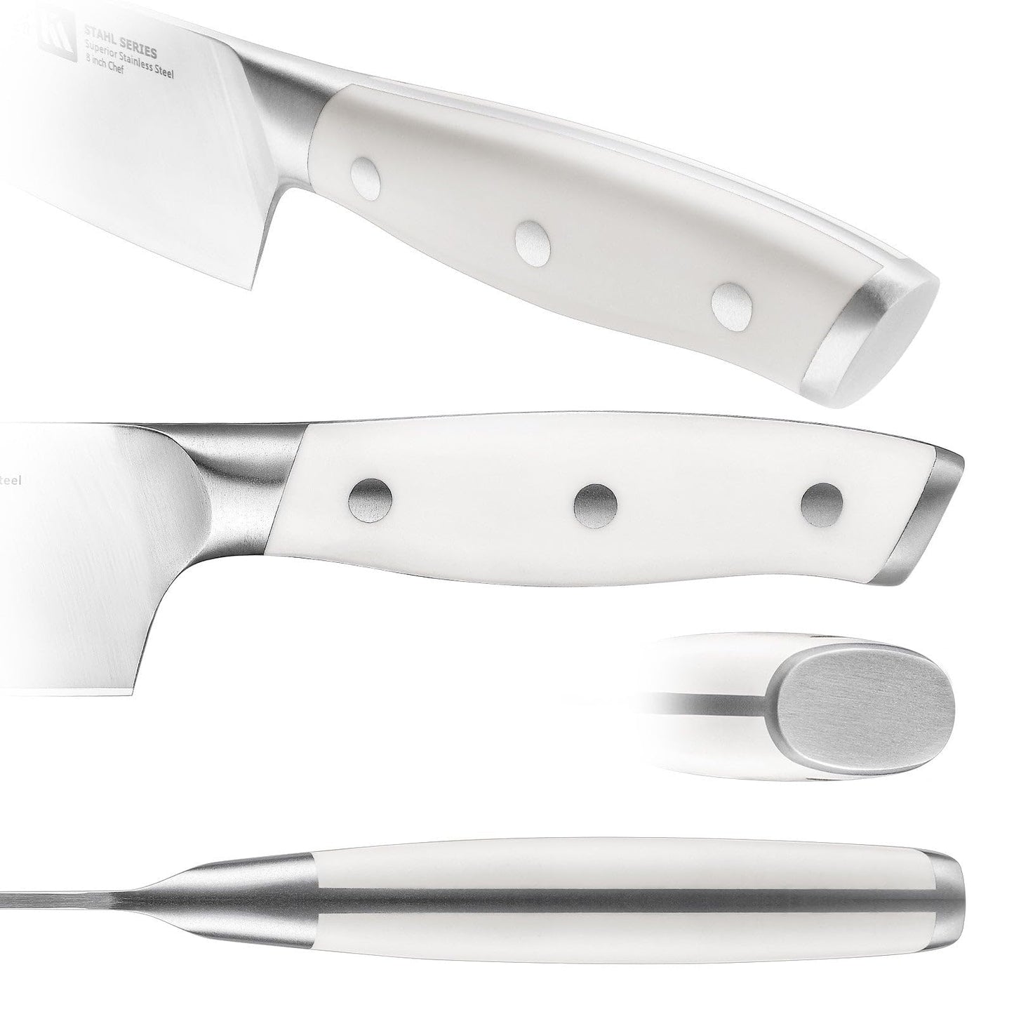 Klaus Meyer Stahl 3.5 inch Paring Knife High Carbon Exclusive German Steel Fruit Knife, Small Kitchen Knife with Ergonomic Handle (White)