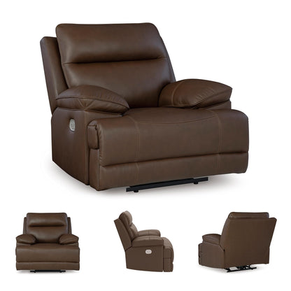 Signature Design by Ashley VonRyan Modern Zero Gravity Leather Match Power Recliner with Adjustable Headrest and USB Ports, Dark Brown