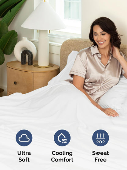 Skiennix Extra Deep Full Sheet Set | 6-Piece Breathable Cooling Bedding - Soft, Wrinkle-Free White Sheets