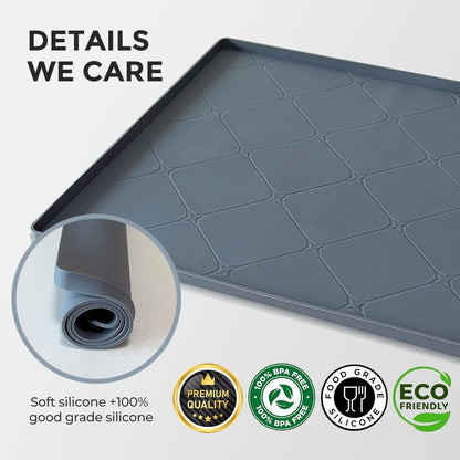 HDFAZHM Under Sink Mats for Kitchen : Waterproof 19" x 22" Under-Sink Organizers Sink Mat Protectors, Flexible Silicone Drip Tray Pet Food Mats Kitchen Bathroom Drawer Shelf and Cabinet Liner, Grey