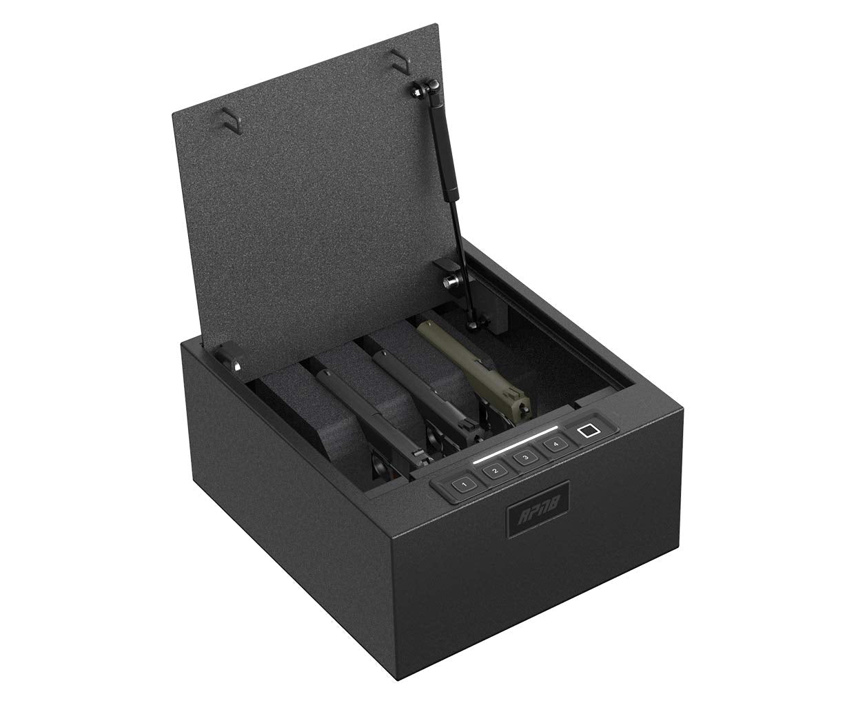 RPNB Gun Safe,4-Pistol Multifunction Gun Safe,California DOJ Certified,Quick-Access Firearm Safety Device with Digital Key Pad & Biometric Fingerprint