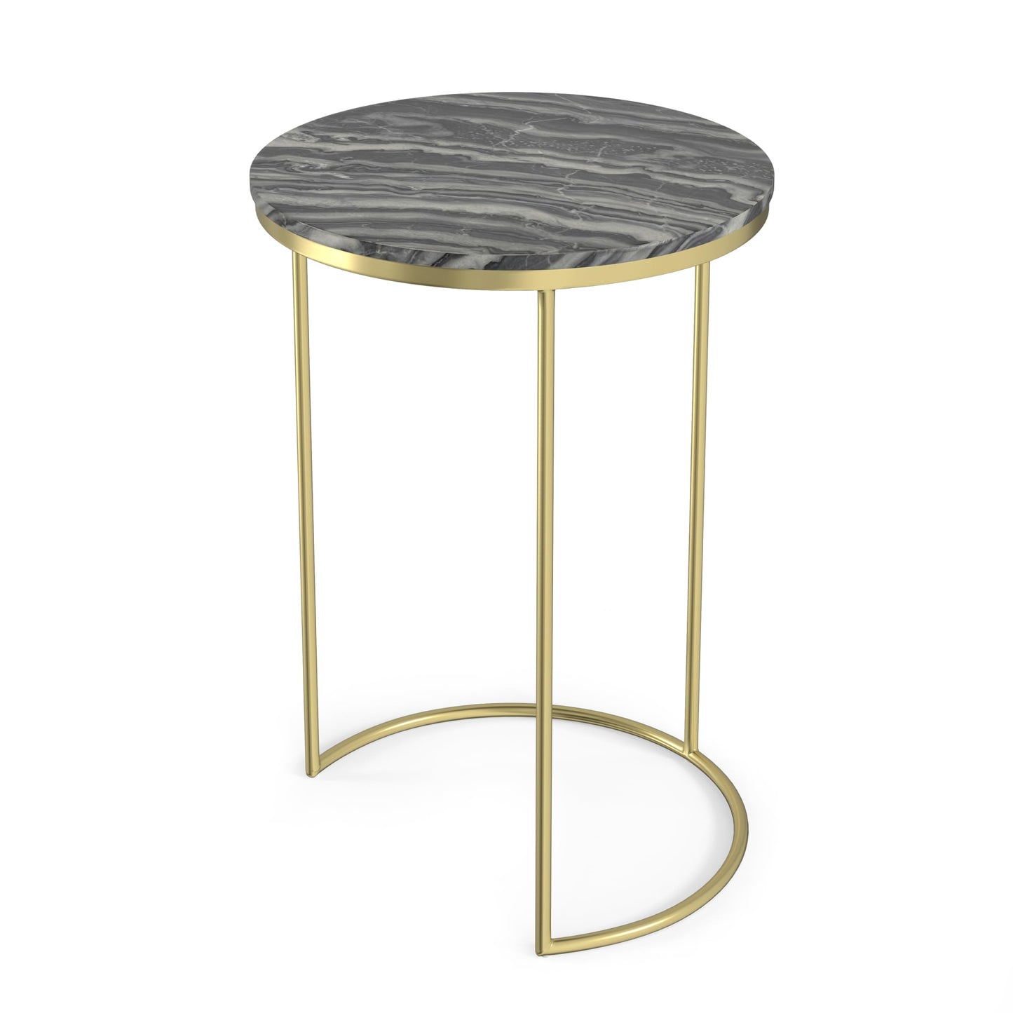SIMPLIHOME Ashley Nesting Tables Set – 16 inch Wide Genuine Marble Top Metal Accent Tables in Gold, Round Industrial End Tables for Living Room or Bedroom with Compact Design, Assembled