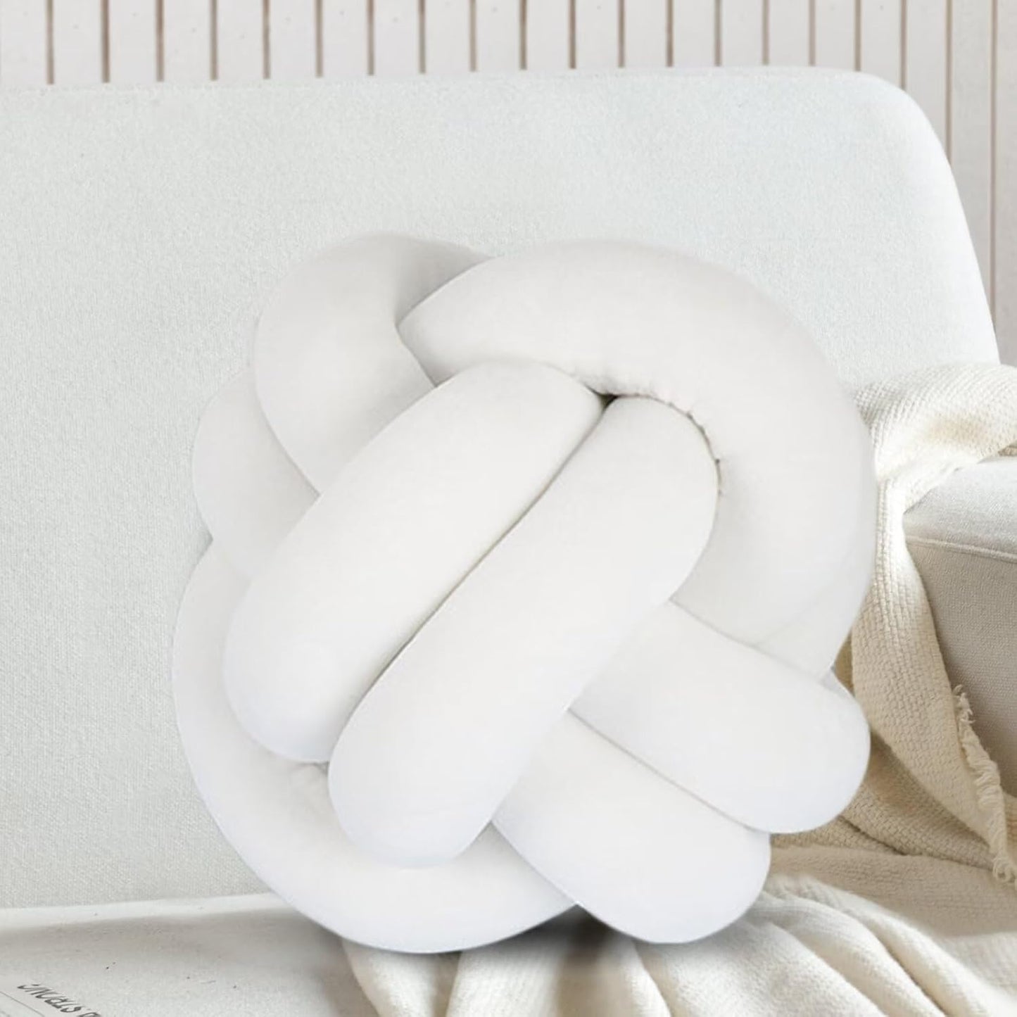 Short Plush Knot Ball Pillow - Waist Cushion for Home Decoration, Plush Throw Pillow for Sofa, Car, Office