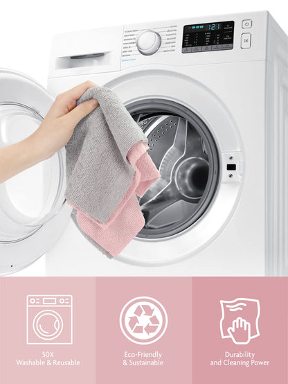 Fantasticlean Microfiber Cleaning Cloth Roll -40 Pack, Tear Away Microfiber Towels, 12" x 12", Reusable, Washable, Lint Free, Ultra Absorbent Dishcloth for Car, Pet, Kitchen Cleaning Supplies (Pink)