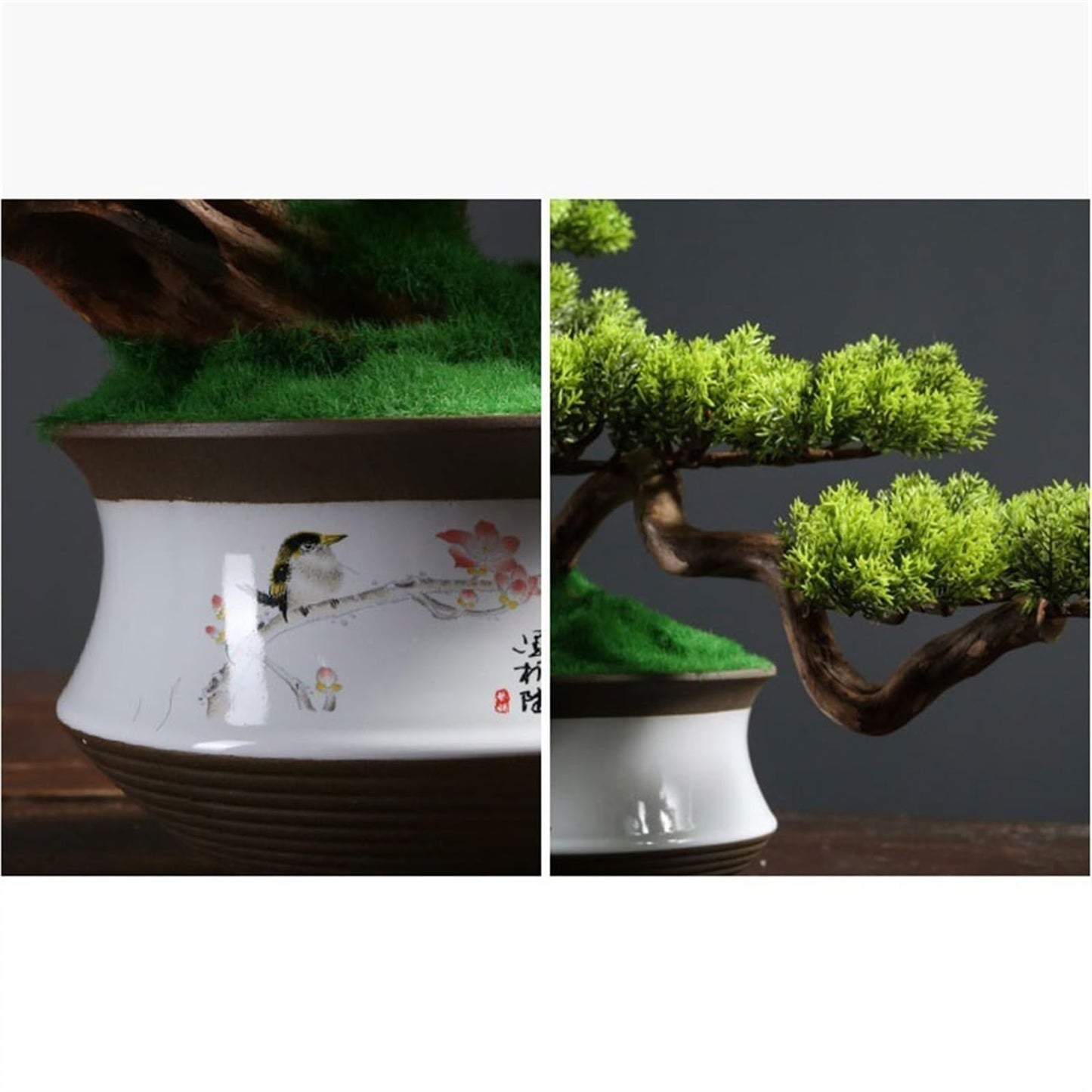 WANGHAI2024M Artificial Trees Artificial Bonsai Simulation Tree High-end Light Luxury Greenery Entrance Decoration Simulation Tree Bonsai Ornaments Artificial Bonsai