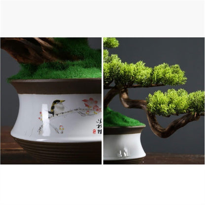 WANGHAI2024M Artificial Trees Artificial Bonsai Simulation Tree High-end Light Luxury Greenery Entrance Decoration Simulation Tree Bonsai Ornaments Artificial Bonsai
