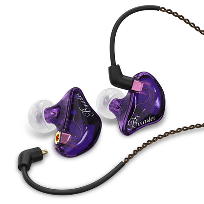 BASN Triple Driver in Ear Monitors Bmaster in-Ear Headphones with Silver-Plated MMCX Cable Ideal Earphones for Musicians Sound Engineers and DJs (Violet)