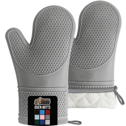 GORILLA GRIP BPA-Free Soft Silicone Oven Mitts and Pot Holders Sets, Heat Resistant Waterproof Cooking Gloves, Thick Cotton Lining, Flexible Gripping for Baking Grilling, Kitchen Trivets, Turquoise