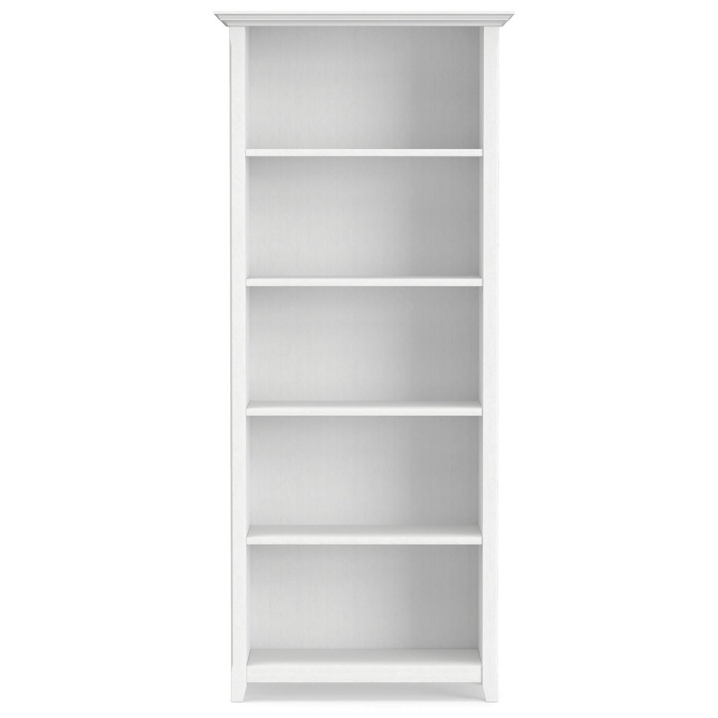 SIMPLIHOME Amherst Bookcase - 70 inch Tall 5-Shelf Solid Wood Bookshelf in White, Transitional Storage for Living Room, Study Room or Office with Adjustable Shelves and Tapered Legs