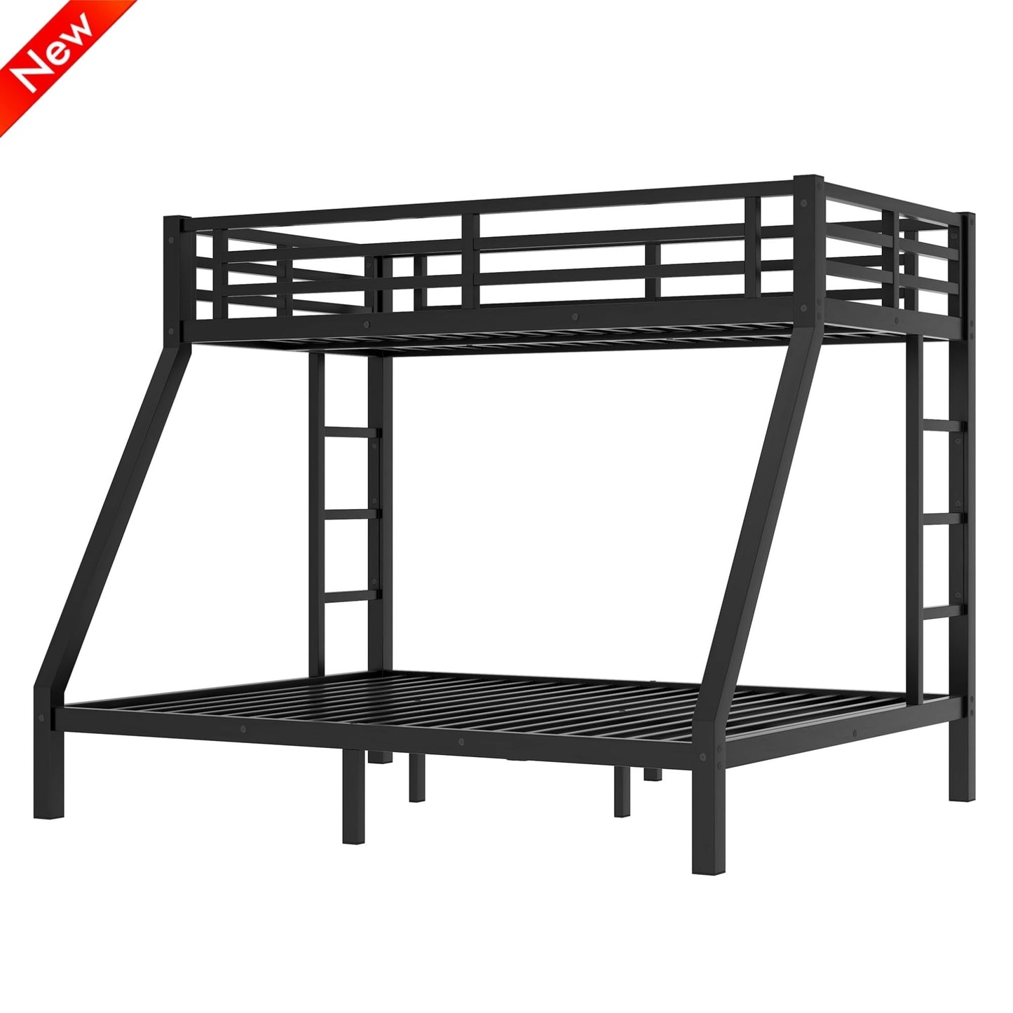 LUCALEO Latest Upgraded & Stronger Thickened Metal Bunk Bed Twin XL Over Queen Size, Heavy Duty Safer More Stable Steel Bunkbeds (Greater Weight Capacity) (Twin XL Over Queen)
