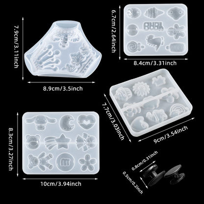 Zayookey 4pcs Shoe Charms Molds Resin Casting Cartoon Silicone Mould with 20 Buckles Small Flower Epoxy Mold for Clogs Sandals Scrapbooking DIY Phone Case Refrigerator Magnets