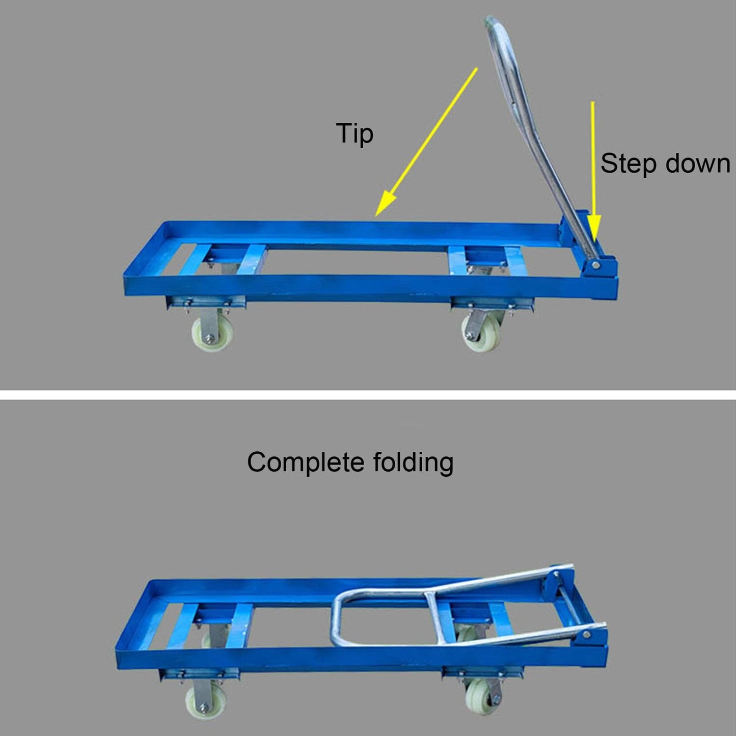 Heavy Duty Foldable Push Cart Dolly with Swivel Handle Portable Flat Bed Platform Truck for Warehouse & Garage60x40x29cm Ideal for Easy Transport