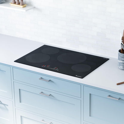 Rangaire RCI301S 30" Induction Cooktop, 8100W, 4 Burners, Built-in Stove Top, Booster & Timer, 9 Power Levels, Slide Touch Control, Child Safety Lock, 240V Hard Wire, Ceramic Surface