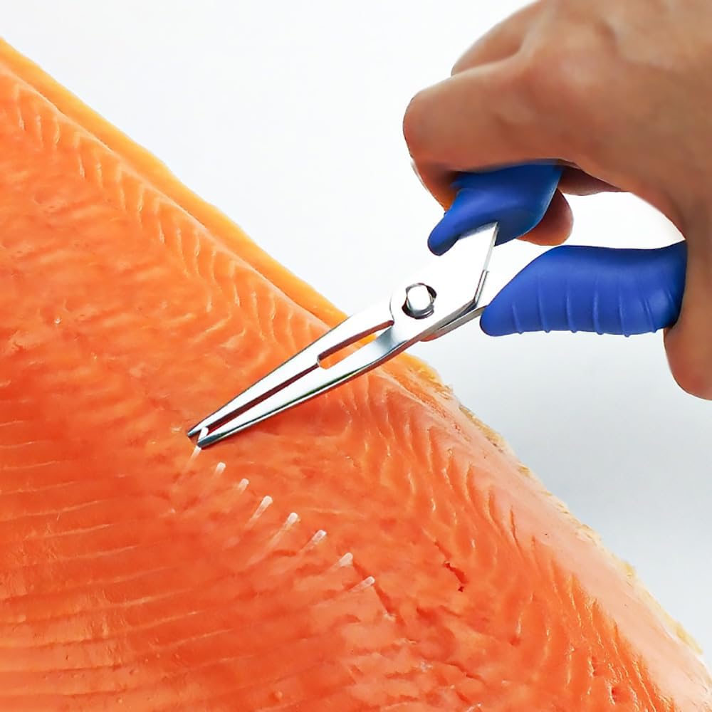 Stainless Steel Fish Bone Tweezers - Ergonomic Deboning Tool with Non-Slip Handle, Detachable Parts for Easy Cleaning