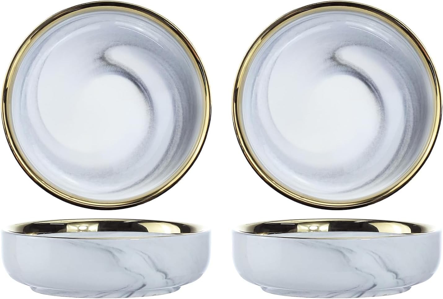 Colias Wing 3.5 Inch Elegant Marble Pattern Porcelain Side Dish Bowl Set of 4 for Soy Dipping Sauce