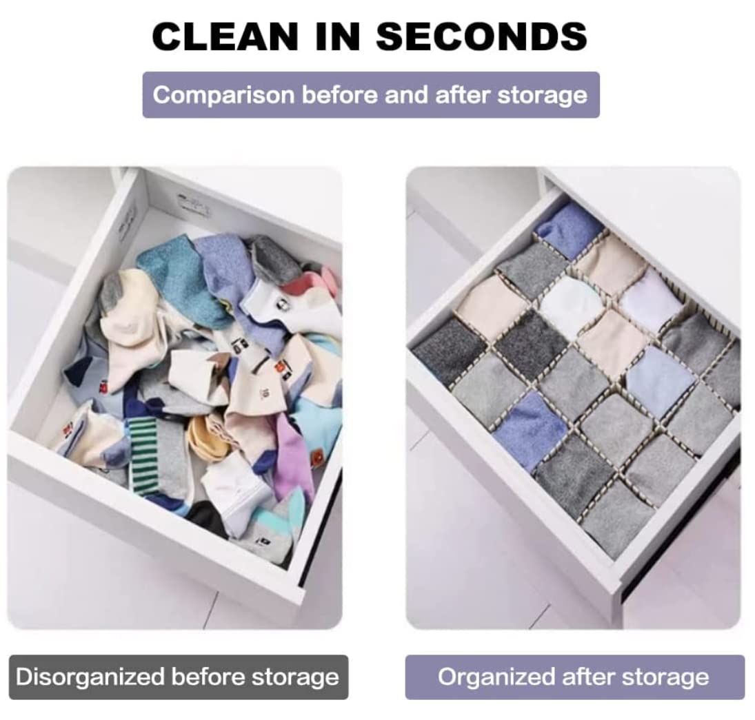 44Pcs Drawer Dividers with Fixing Buckle, Adjustable Drawer Organizer Storage Separator for Clothes, Cutlery, Socks, Underwear, Makeup, Dresser, Kitchen, Bedroom, Office, Bathroom, 14.5 * 2.75in