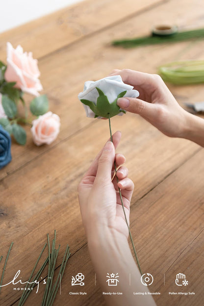 Ling's moment DIY Tools Set for Wedding, 3 Kinds of Accessories Include 100pcs Artificial Stems, 100pcs Flower Craft Wires and 20ft Tubing for Wedding Bridal Flower DIY and Floral Arrangement