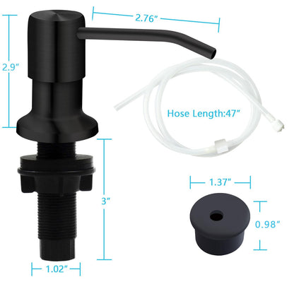Soap Dispenser for Kitchen Sink, Kichen Sink SoapDispenser, 47" Extension Tube kit, Under Sink Soap Dispenser Pump, No Need More Refills, Good Suction Power, Black