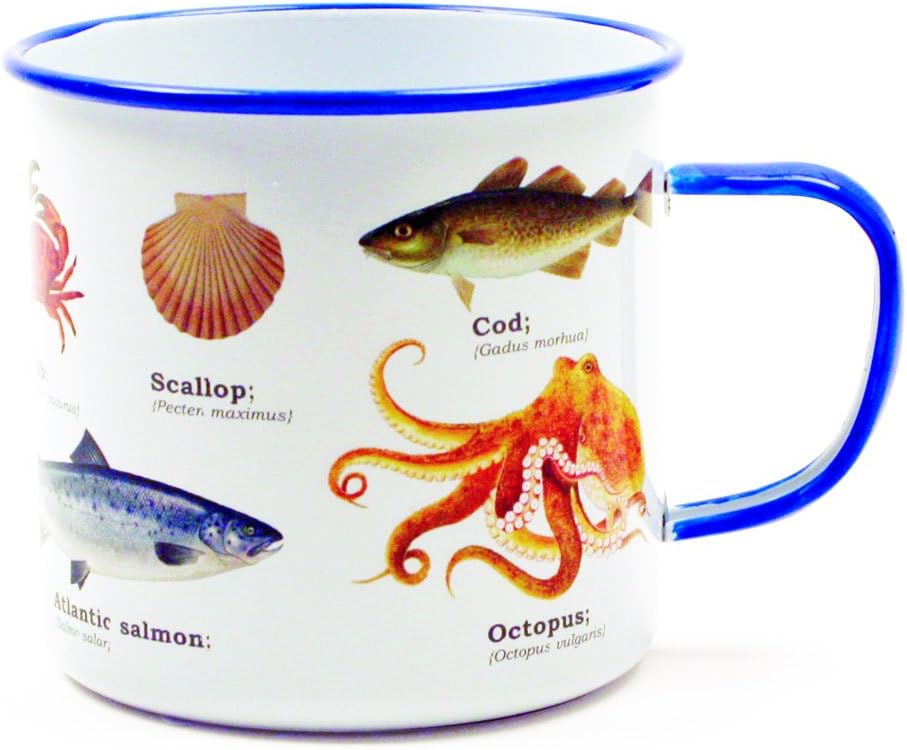 Gift Republic Sea Life Enamel Mug, 450 ml, Multicolor Design