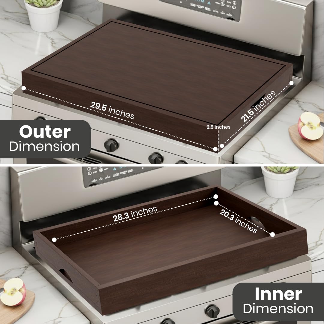 Wood Stove Top Cover Noodle Board for Gas Stove | Wooden Stovetop Cover Cutting Board | Butcher Block Stove Cover with Handles for Electric and Gas Burners | Kitchen Counter Space Saver