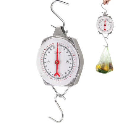Acshio Precision Hanging Scale, 110 LB / 50KG Spring Dial Weight Scale Large Game Scale, Heavy Duty Mechanical Kitchen Weighing Food Scale for Market, Feeding, Kitchen
