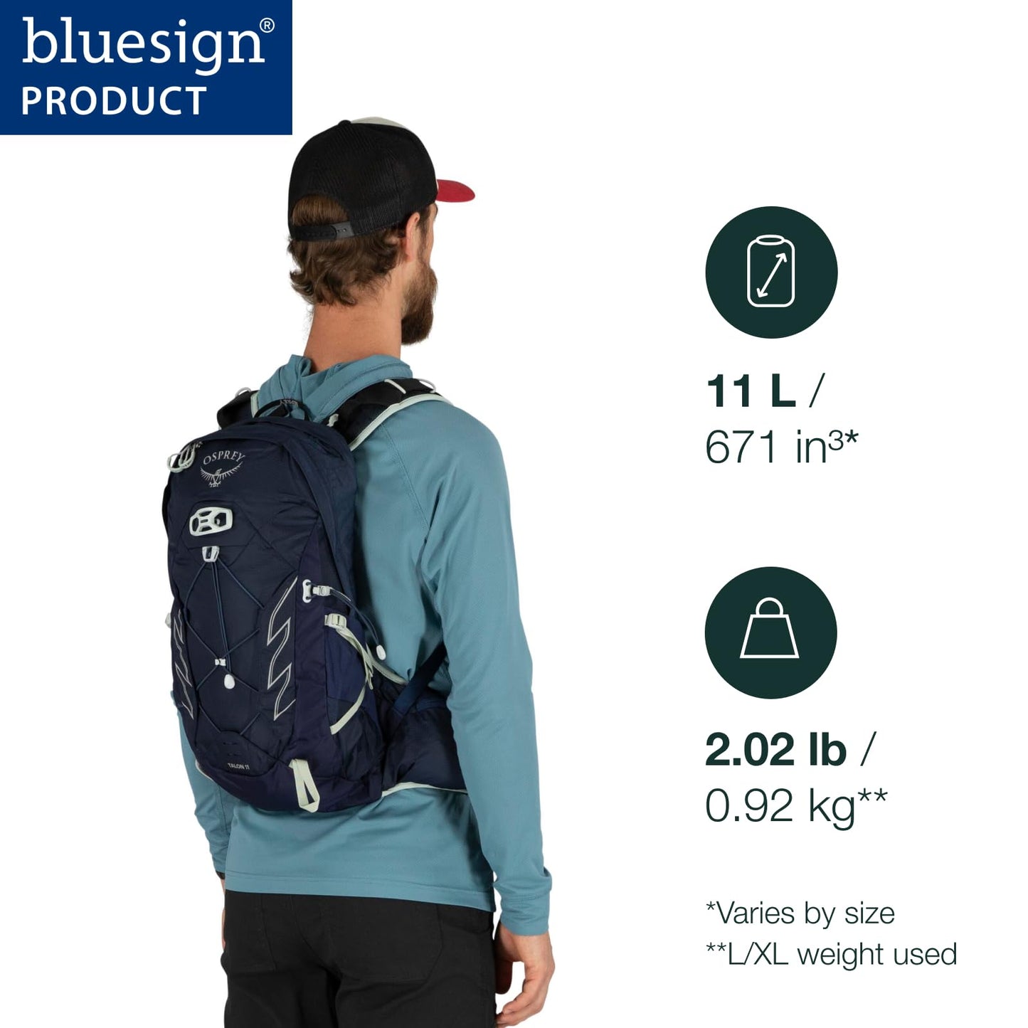 Osprey Talon 11L Men's Hiking Backpack with Hipbelt, Green Belt/Black, L/XL