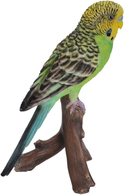 Hi-Line Gift Ltd Green Budgie on Branch Statue