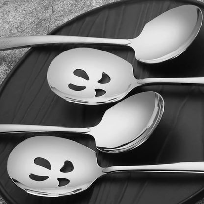 Serving Spoons Set 9.14 Inch Slotted Spoon Serving Spoon Stainless Steel Serving Utensils for Buffet Parties Catering Dishwasher Safe(Set of 4, Silver)