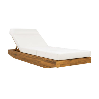 Christopher Knight Home Maril Acacia Wood Chaise Lounge Chair Outdoor, Adjustable Backrest Sun Lounger Recliner, Patio Outdoor Chaise Lounge with 4" Thick Water-Resistant Cushion, Teak+Cream